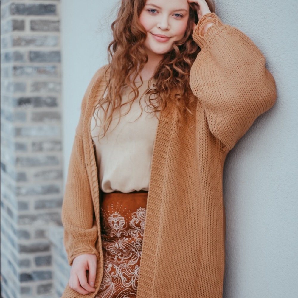 Distressed Camel Cardigan